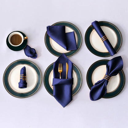 Satin Table Napkins, Set of 12, Size 30x30cm - Homevalley.co.uk