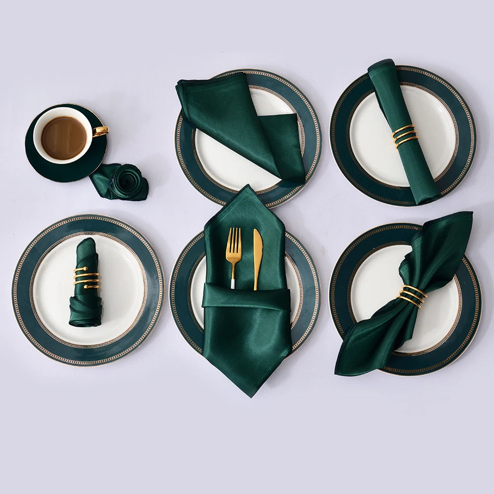 Satin Table Napkins, Set of 12, Size 30x30cm - Homevalley.co.uk
