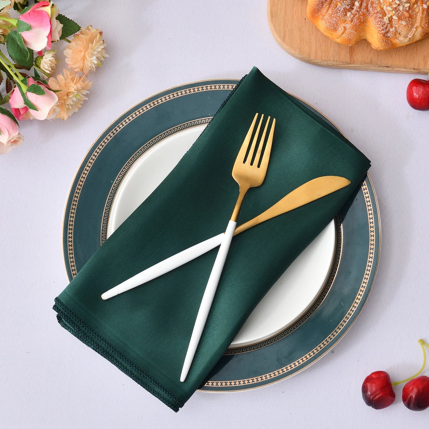 Satin Table Napkins, Set of 12, Size 30x30cm - Homevalley.co.uk