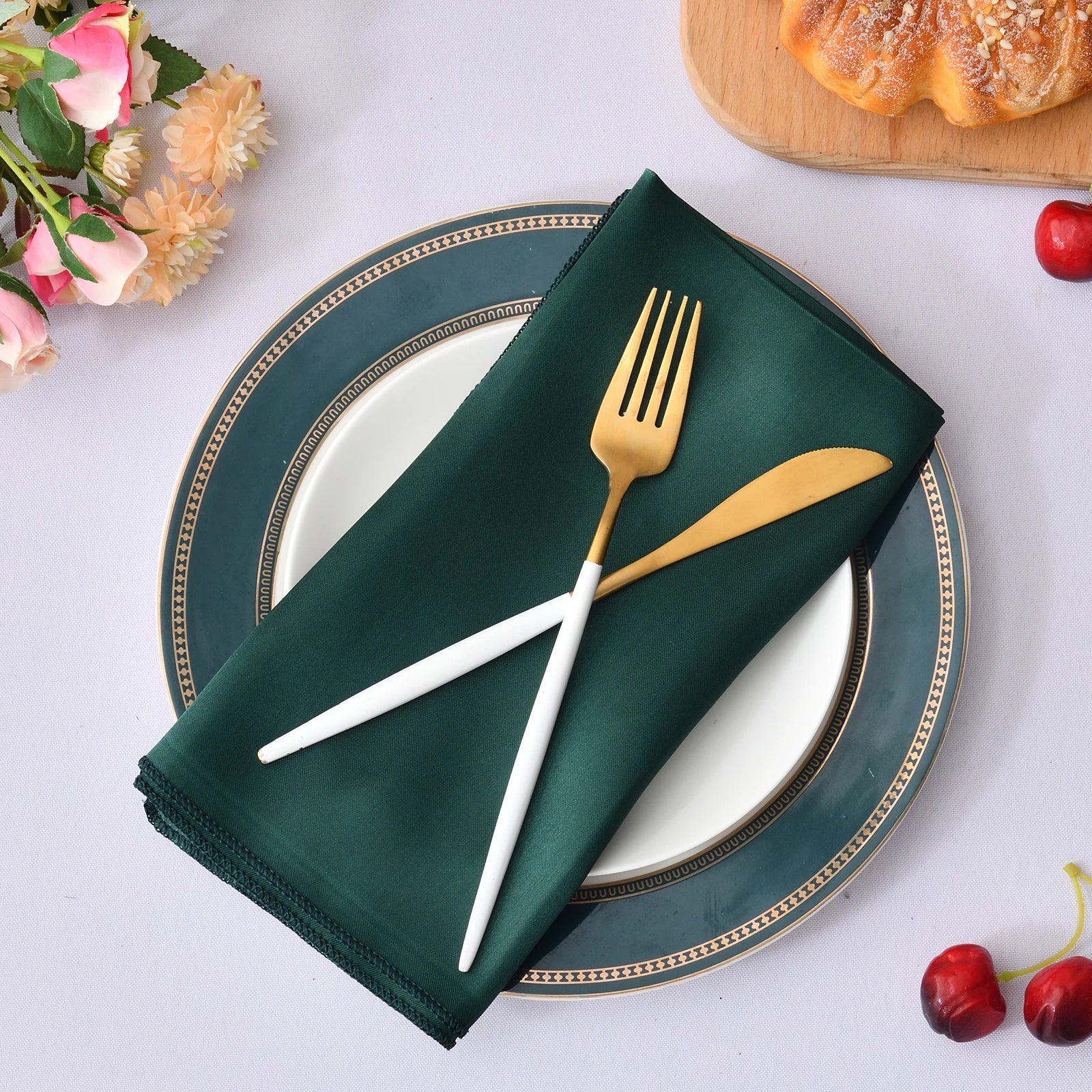 Satin Table Napkins, Set of 12, Size 30x30cm - Homevalley.co.uk