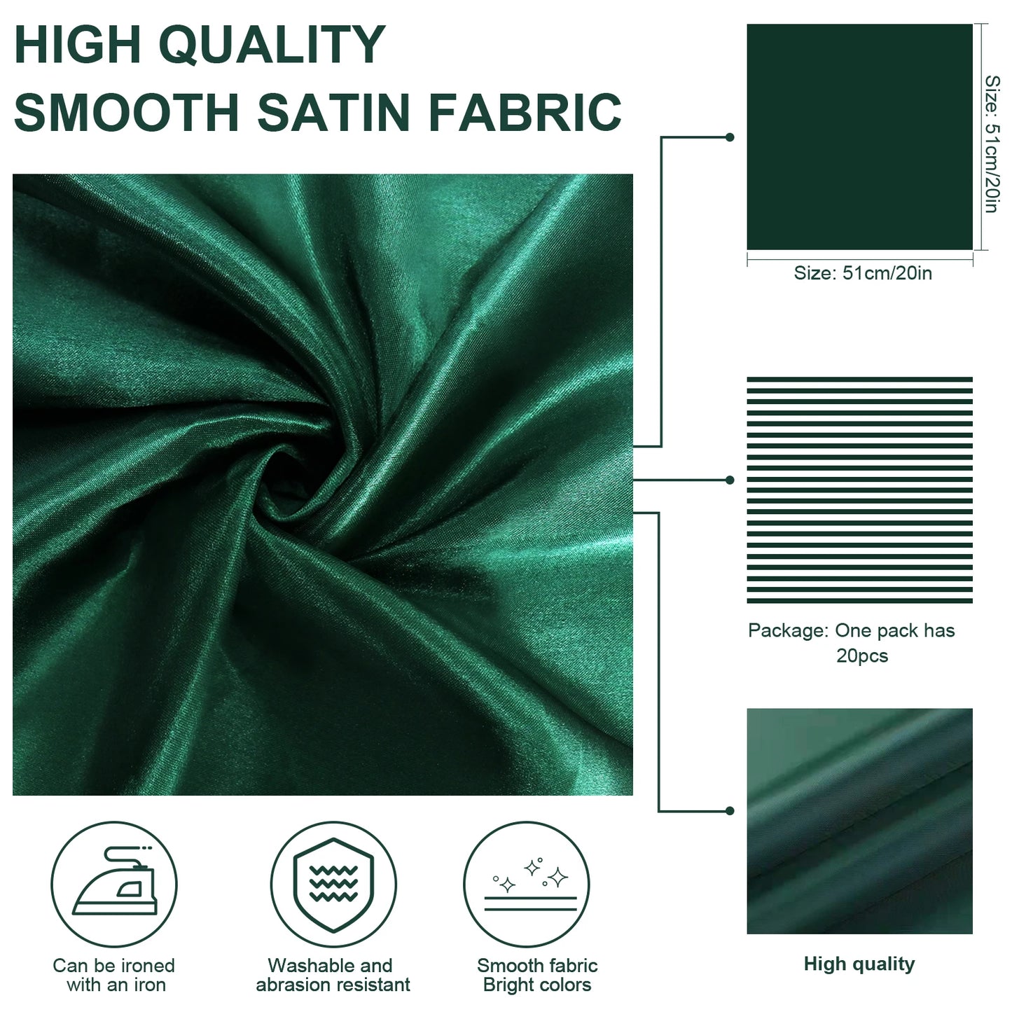 Satin Table Napkins, Set of 12, Size 30x30cm - Homevalley.co.uk
