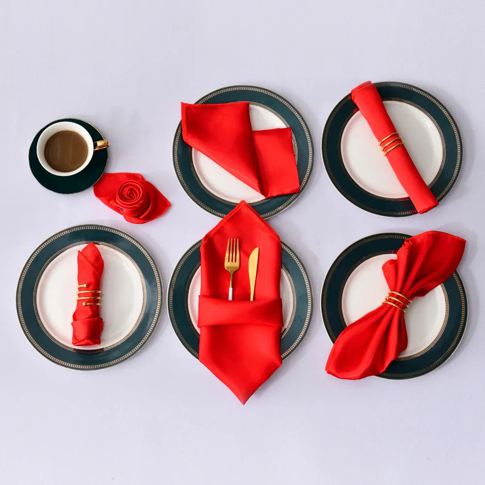Satin Table Napkins, Set of 12, Size 30x30cm - Homevalley.co.uk
