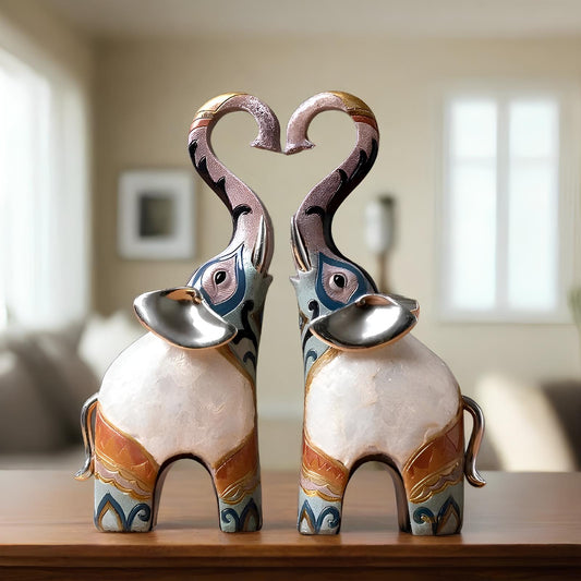 Set of 2 Elephant Figurine Statues Ornaments - Homevalley.co.uk