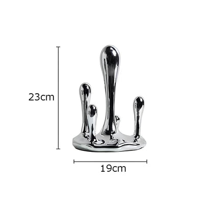 Silver Water Droplets Abstract Sculpture Figurine - Homevalley.co.uk
