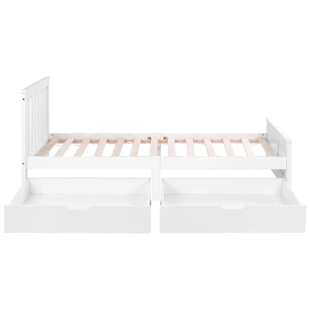 Single Double White Wooden Solid Pine Storage Bed with Drawers - Homevalley.co.uk