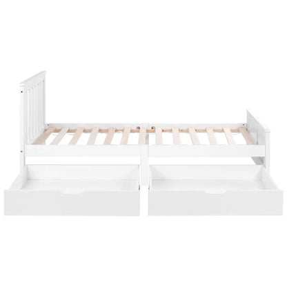 Single Double White Wooden Solid Pine Storage Bed with Drawers - Homevalley.co.uk