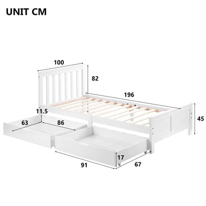 Single Double White Wooden Solid Pine Storage Bed with Drawers - Homevalley.co.uk