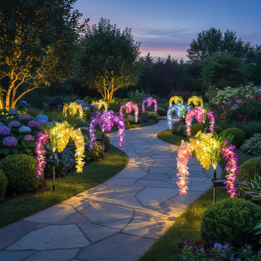 Solar LED Wisteria Flower Garden Lights – Waterproof Outdoor Lawn Lamp & Decorative Pathway Light