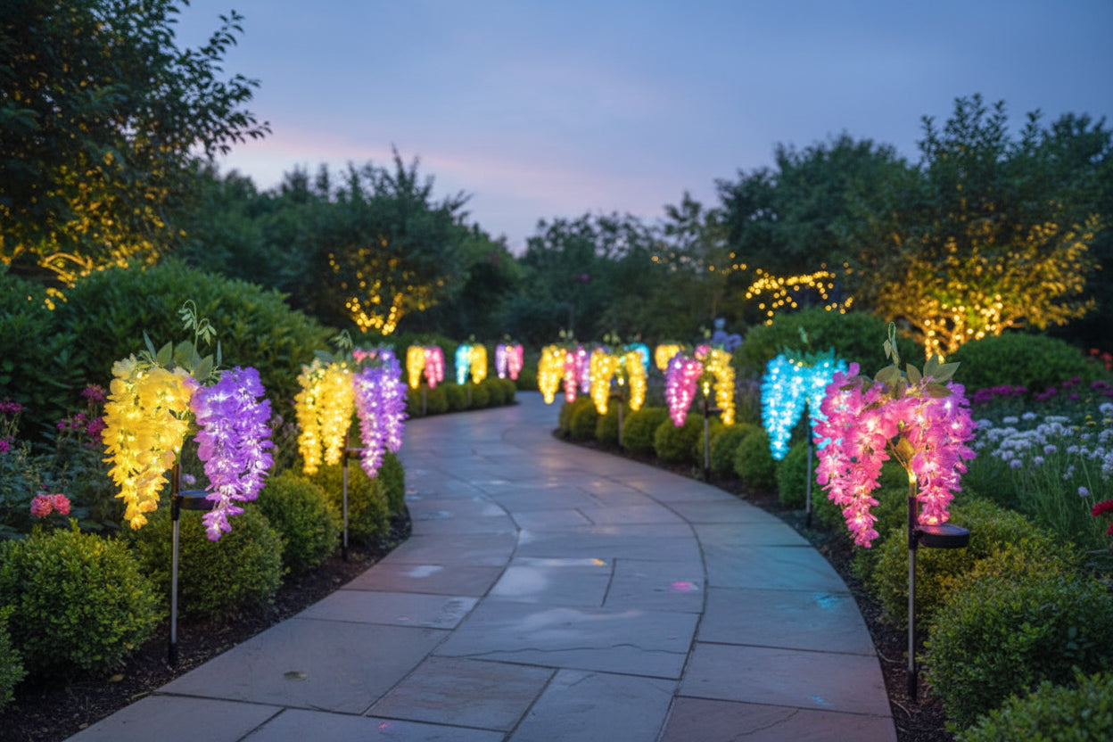 Solar LED Wisteria Flower Garden Lights – Waterproof Outdoor Lawn Lamp & Decorative Pathway Light