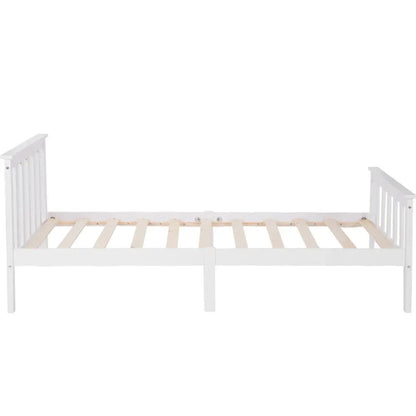 Solid Pine Wood White Single Bed Frame - Homevalley.co.uk