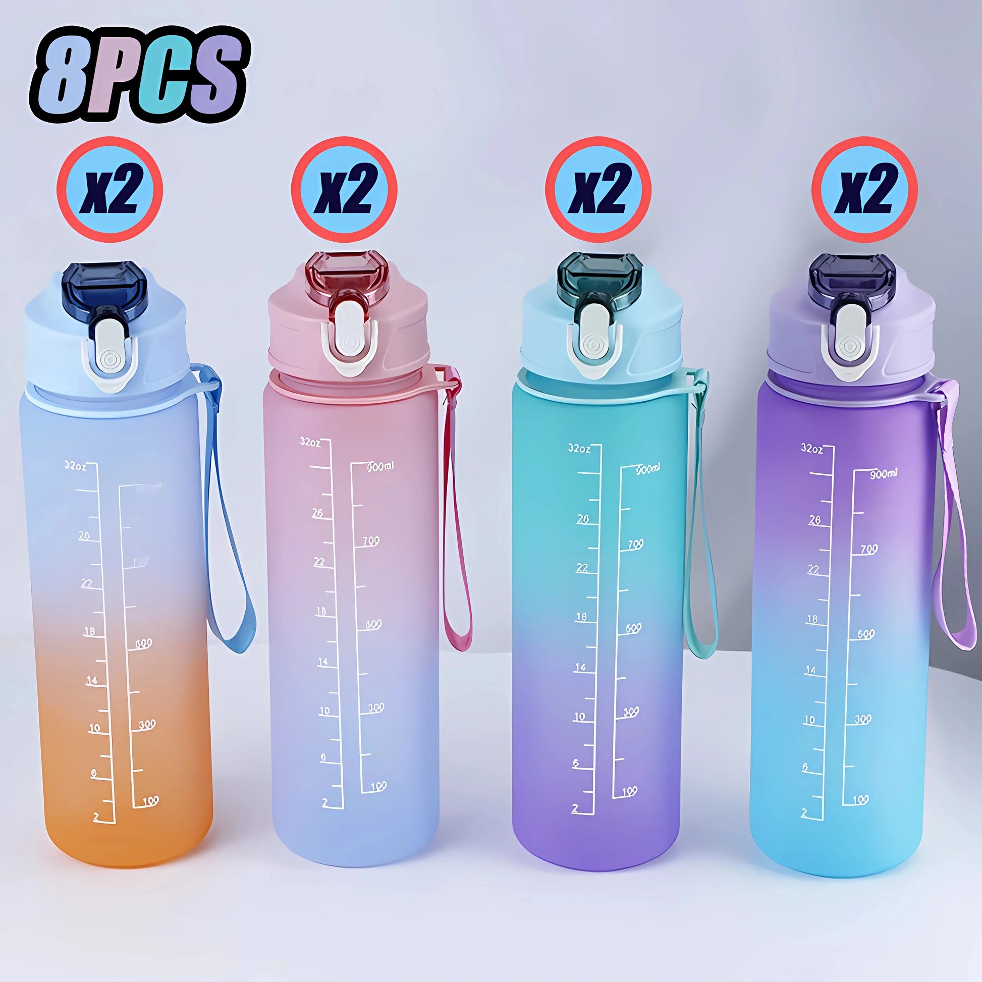 Sports Water Bottle with Time Marker Leak-proof Cup, BPA Free 900ML - Homevalley.co.uk