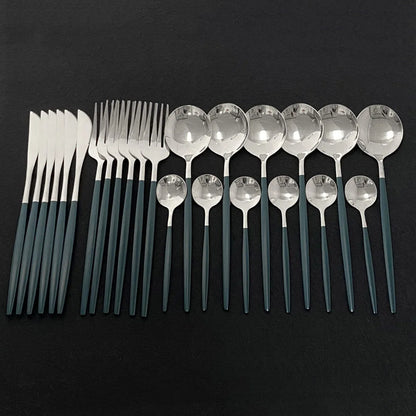 Stainless Steel Gold Cutlery 24Pcs/Set - Homevalley.co.uk