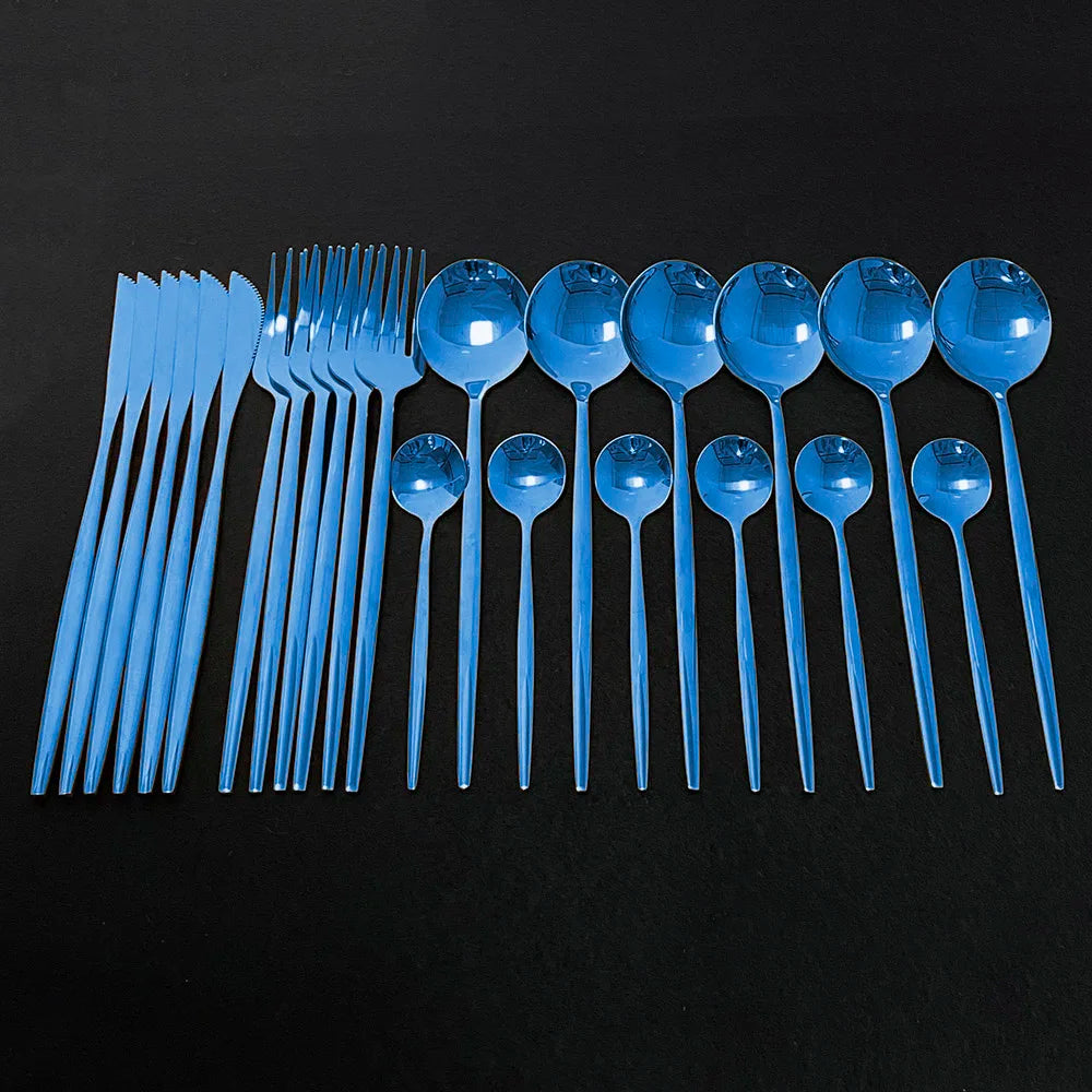 Stainless Steel Gold Cutlery 24Pcs/Set - Homevalley.co.uk