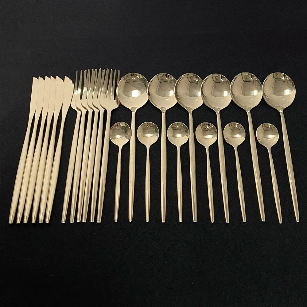 Stainless Steel Gold Cutlery 24Pcs/Set - Homevalley.co.uk