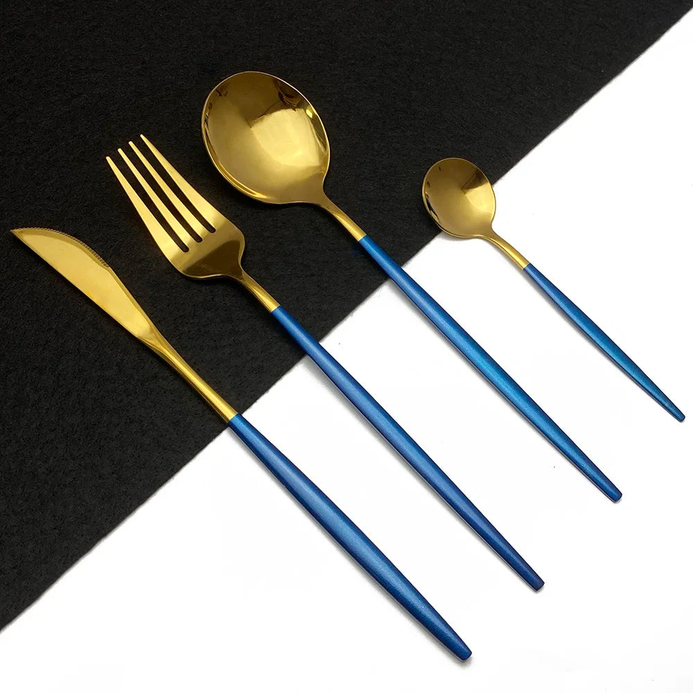 Stainless Steel Gold Cutlery 24Pcs/Set - Homevalley.co.uk