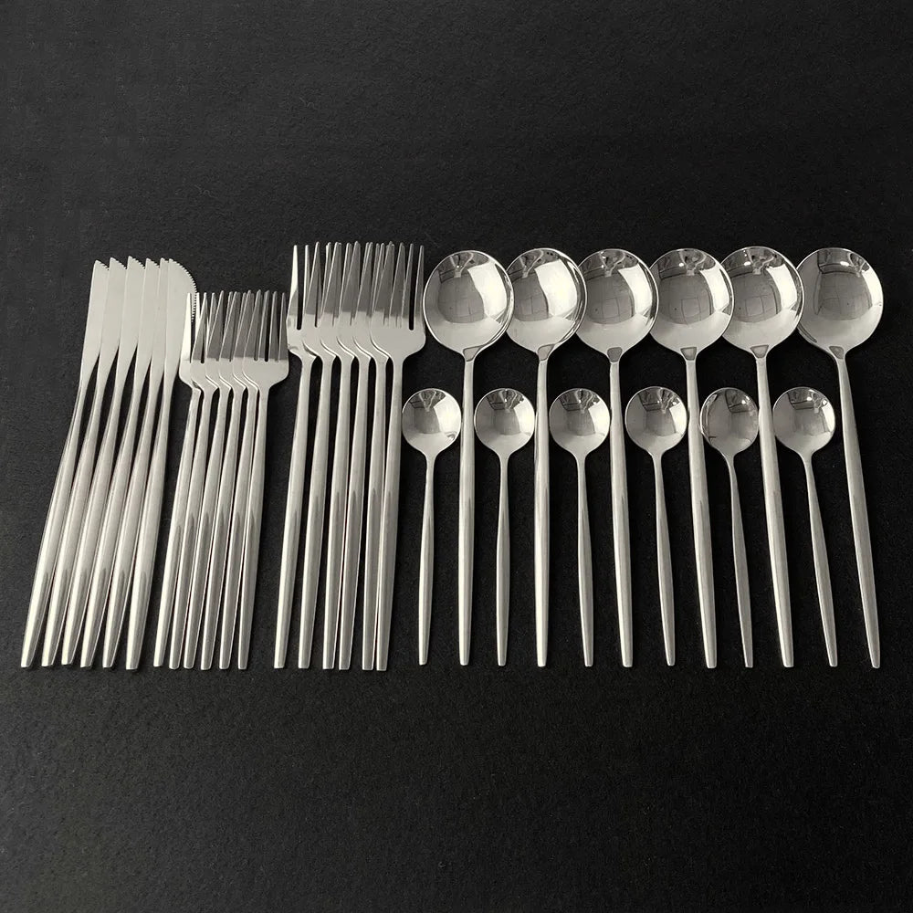 Stainless Steel Gold Cutlery 24Pcs/Set - Homevalley.co.uk