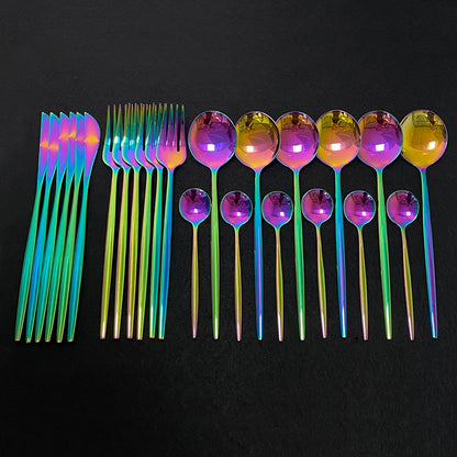 Stainless Steel Gold Cutlery 24Pcs/Set - Homevalley.co.uk