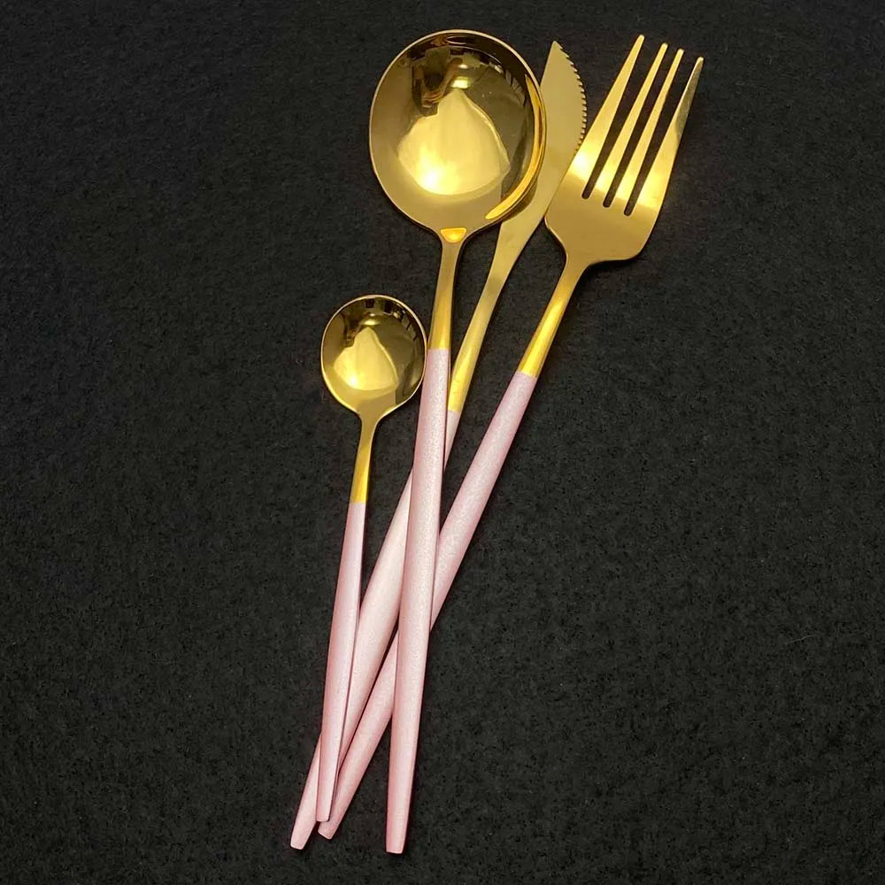 Stainless Steel Gold Cutlery 24Pcs/Set - Homevalley.co.uk