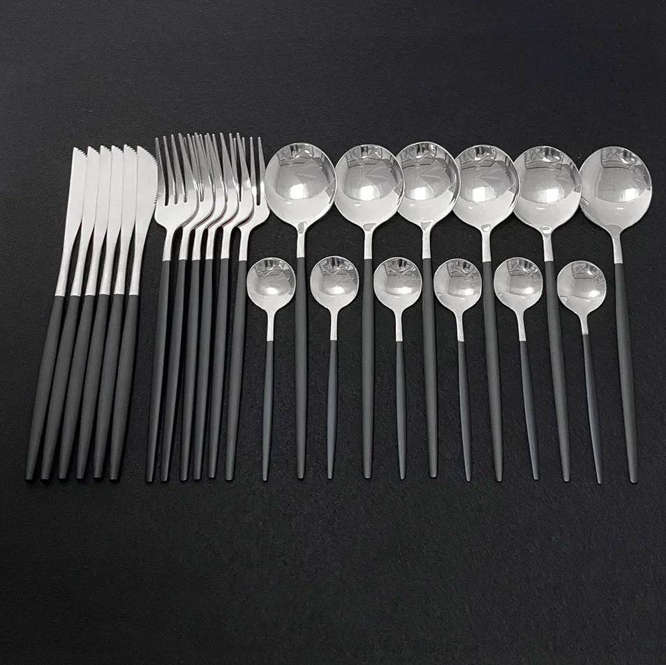 Stainless Steel Gold Cutlery 24Pcs/Set - Homevalley.co.uk