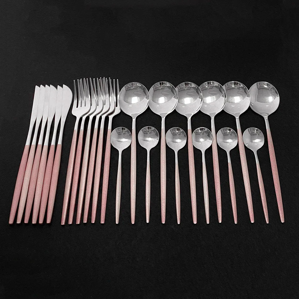 Stainless Steel Gold Cutlery 24Pcs/Set - Homevalley.co.uk