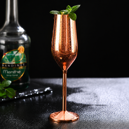 6PCS Stainless Steel Champagne Flutes – 200ml Unbreakable Wine Glass Set