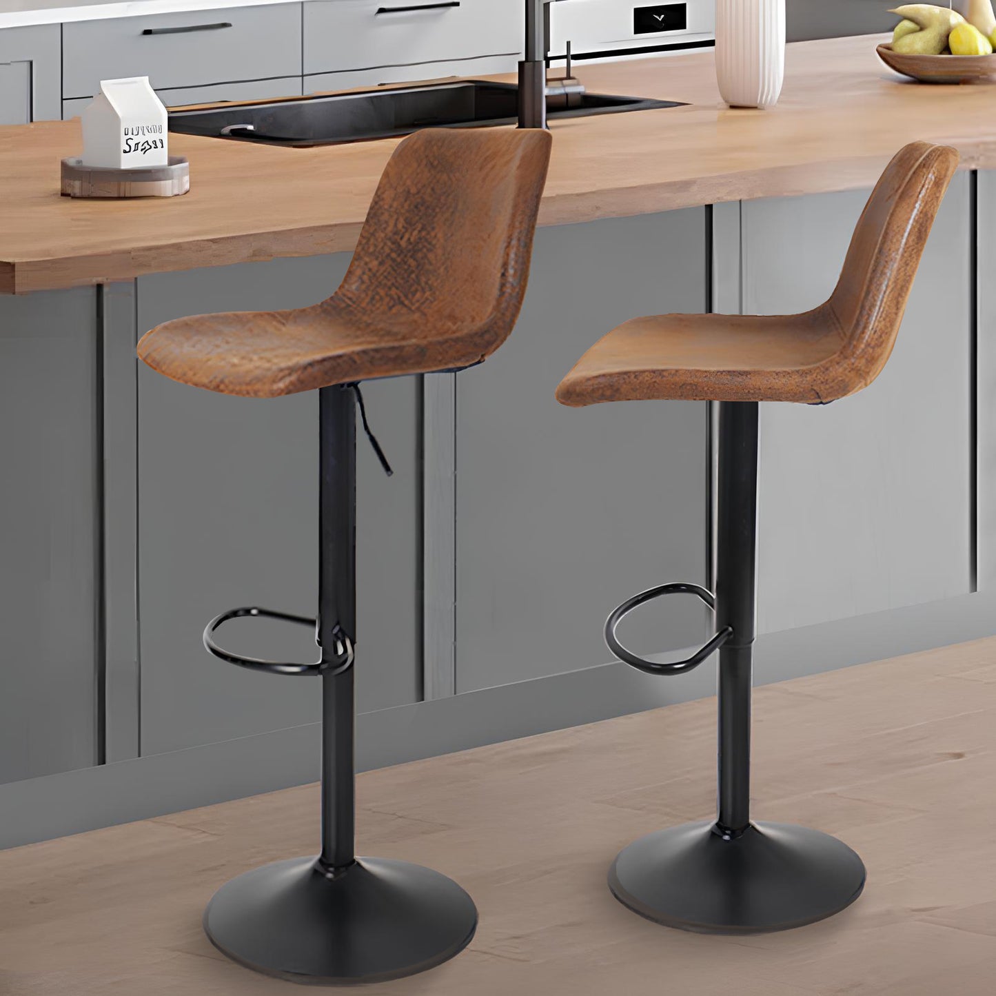 Swivel Bar Stool, Chair with Back, Adjustable Height, Set of 2 - Homevalley.co.uk