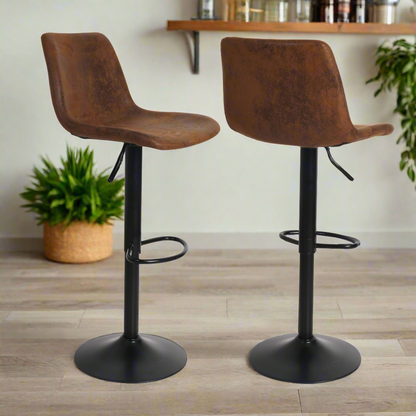 Swivel Bar Stool, Chair with Back, Adjustable Height, Set of 2 - Homevalley.co.uk