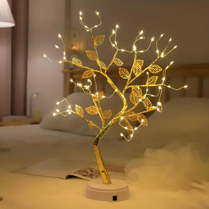 Gold Leaf Led Touch Night Light Light Table Tree Lamp