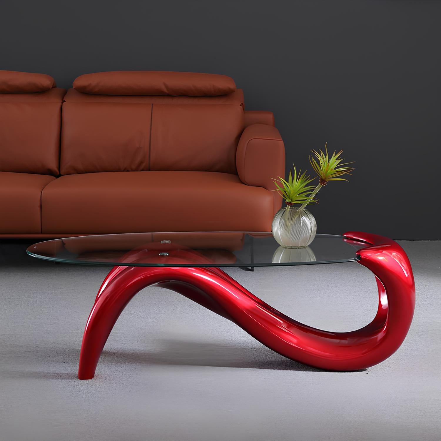 Tempered Glass Oval Minimalist Fashion Coffee Table - Homevalley.co.uk