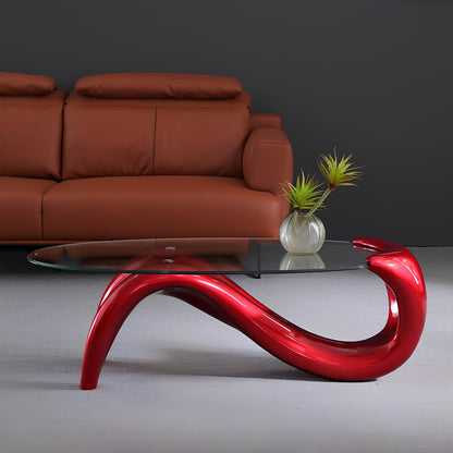 Tempered Glass Oval Minimalist Fashion Coffee Table - Homevalley.co.uk
