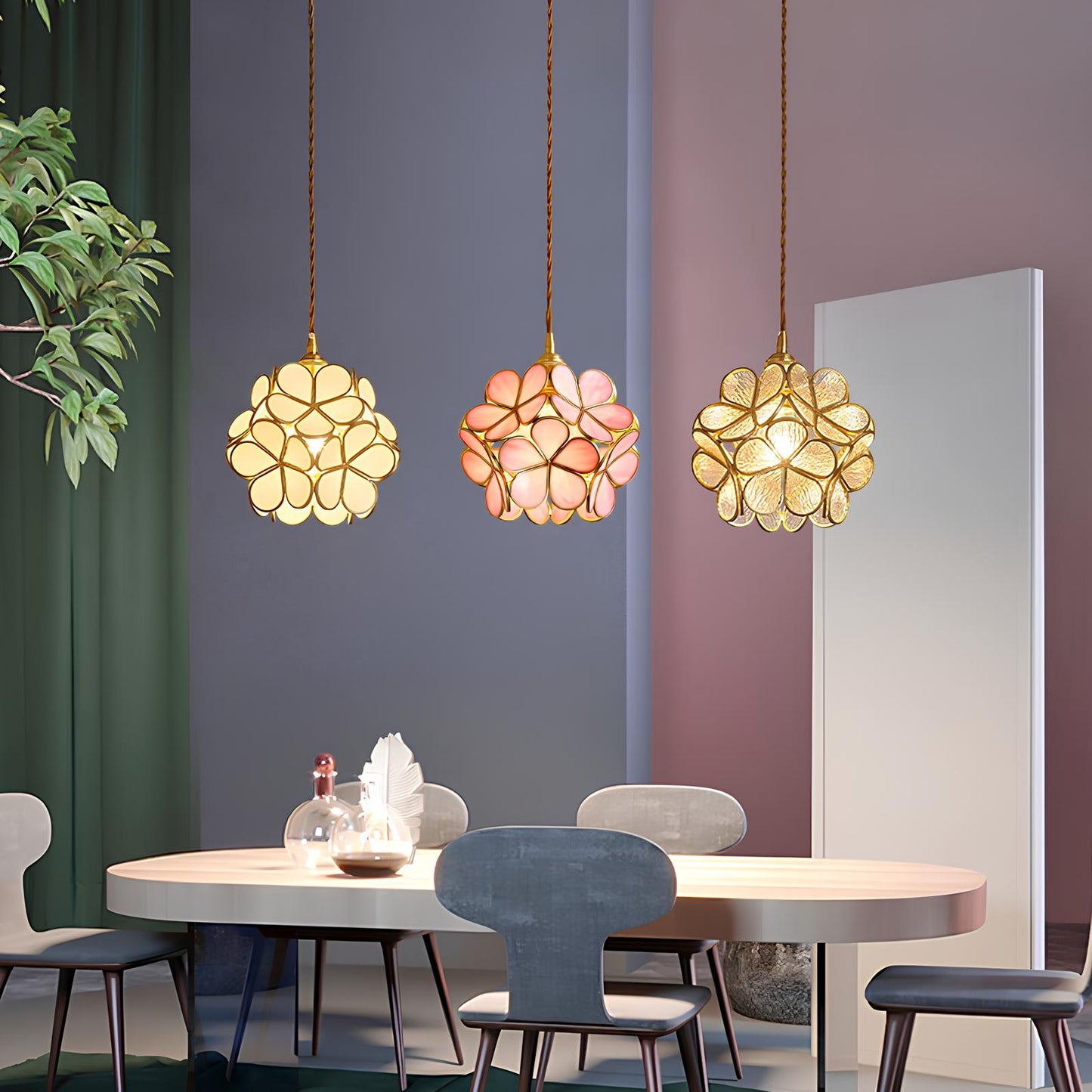 Tiffany Glass Flower Pendant Lamp - Homevalley.co.uk