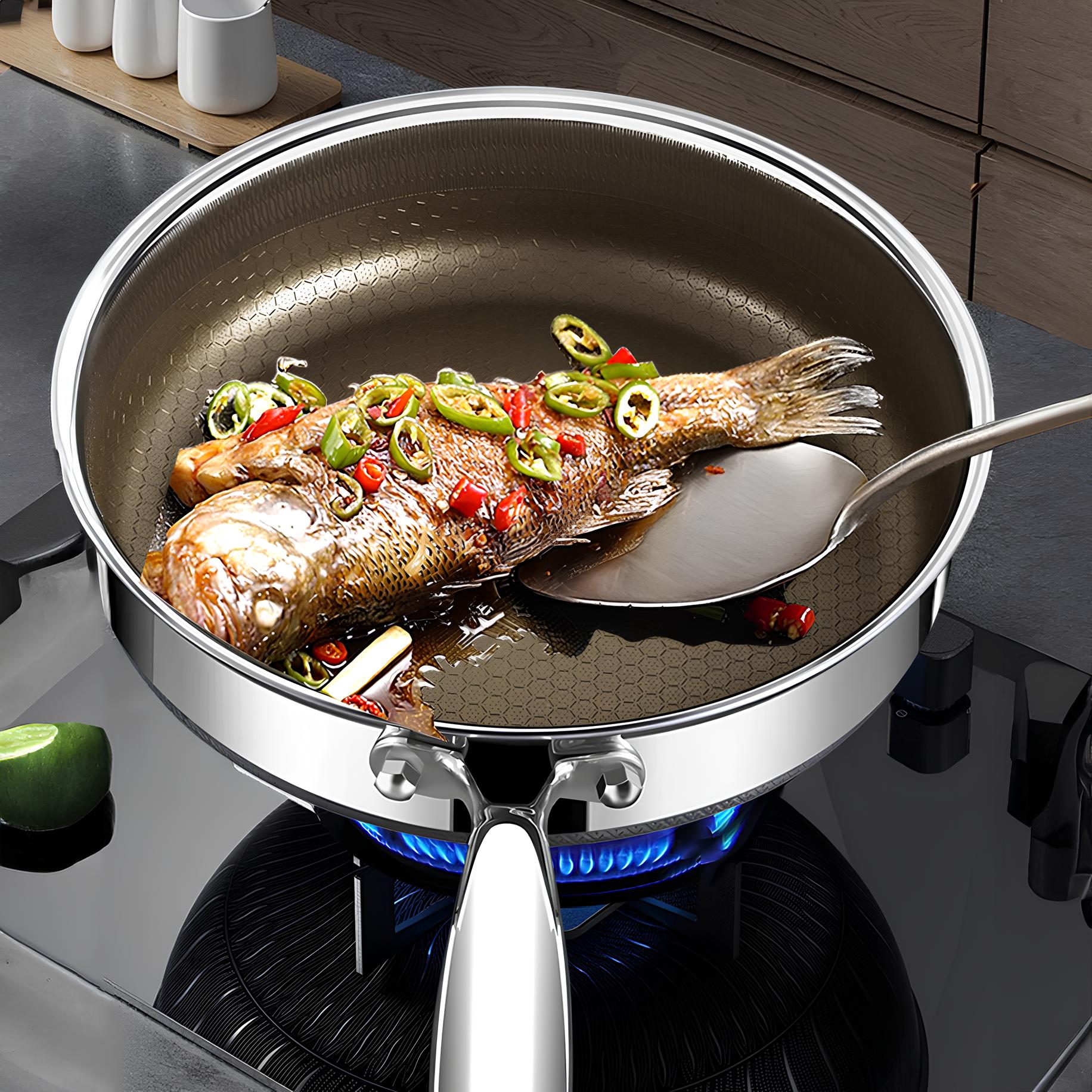 Titanium 316 Stainless Steel Non Stick Frying Pan - Homevalley.co.uk