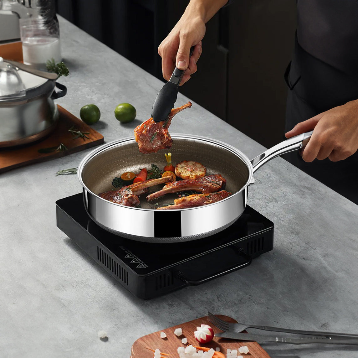 Titanium 316 Stainless Steel Non Stick Frying Pan - Homevalley.co.uk