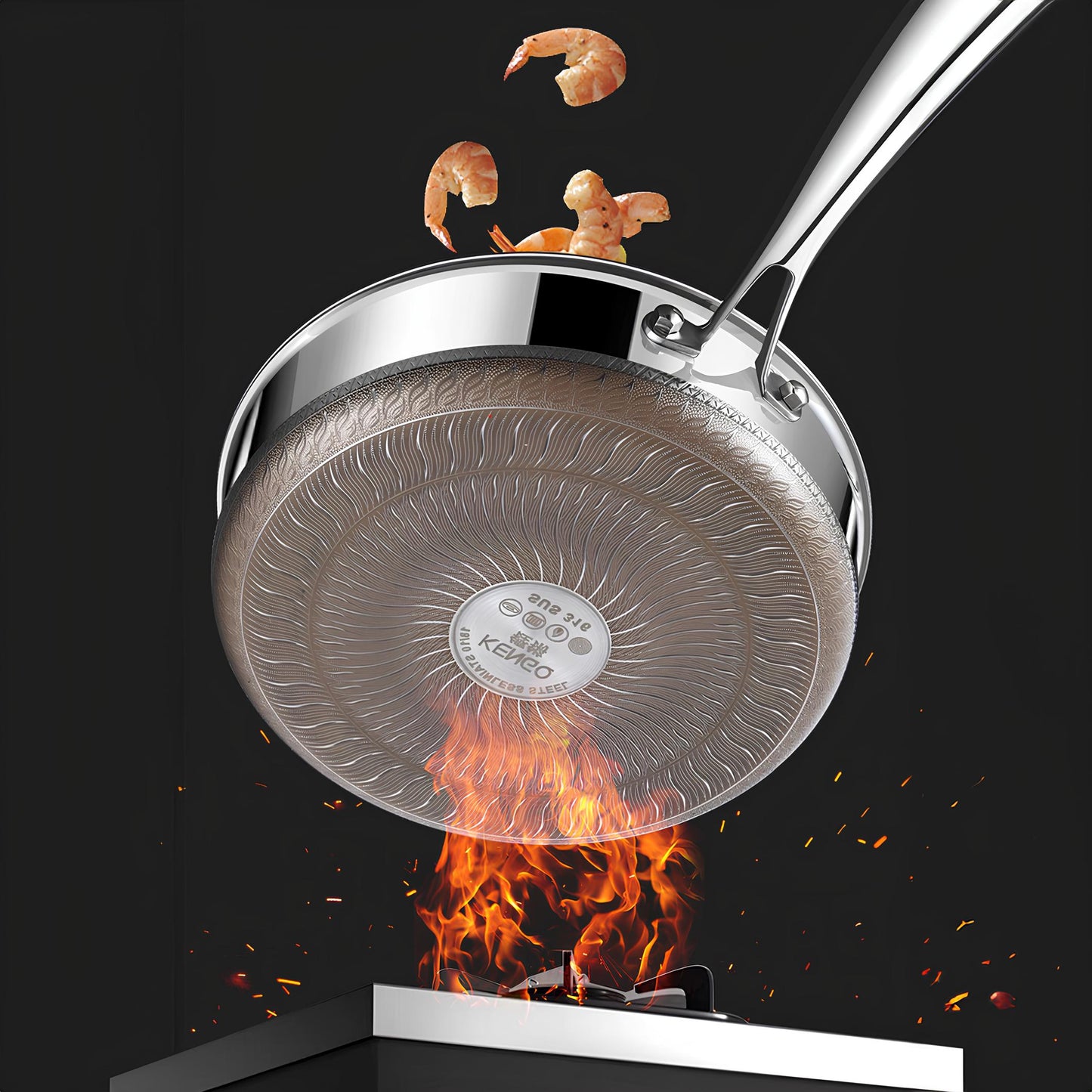 Titanium 316 Stainless Steel Non Stick Frying Pan - Homevalley.co.uk