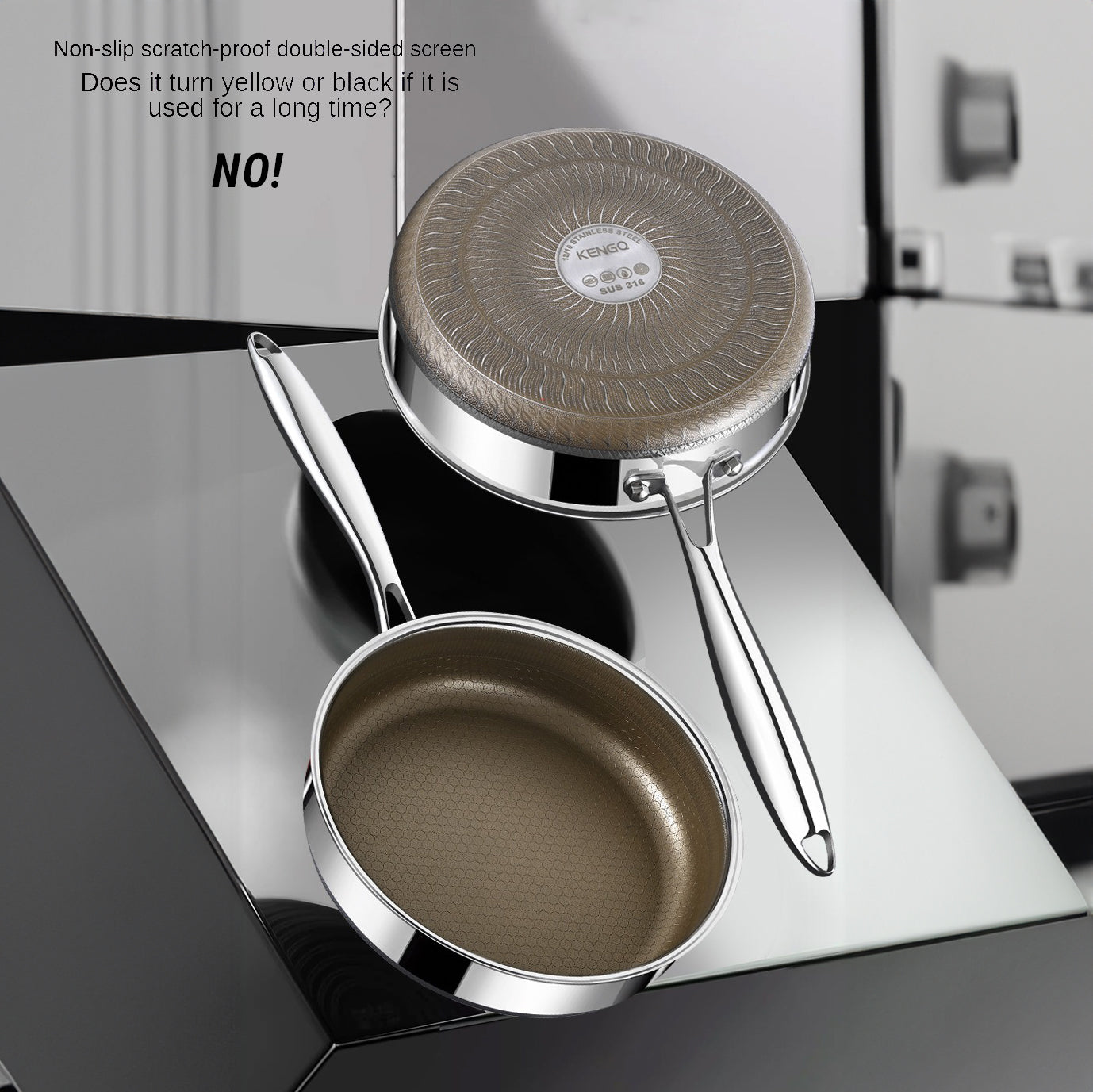 Titanium 316 Stainless Steel Non Stick Frying Pan - Homevalley.co.uk
