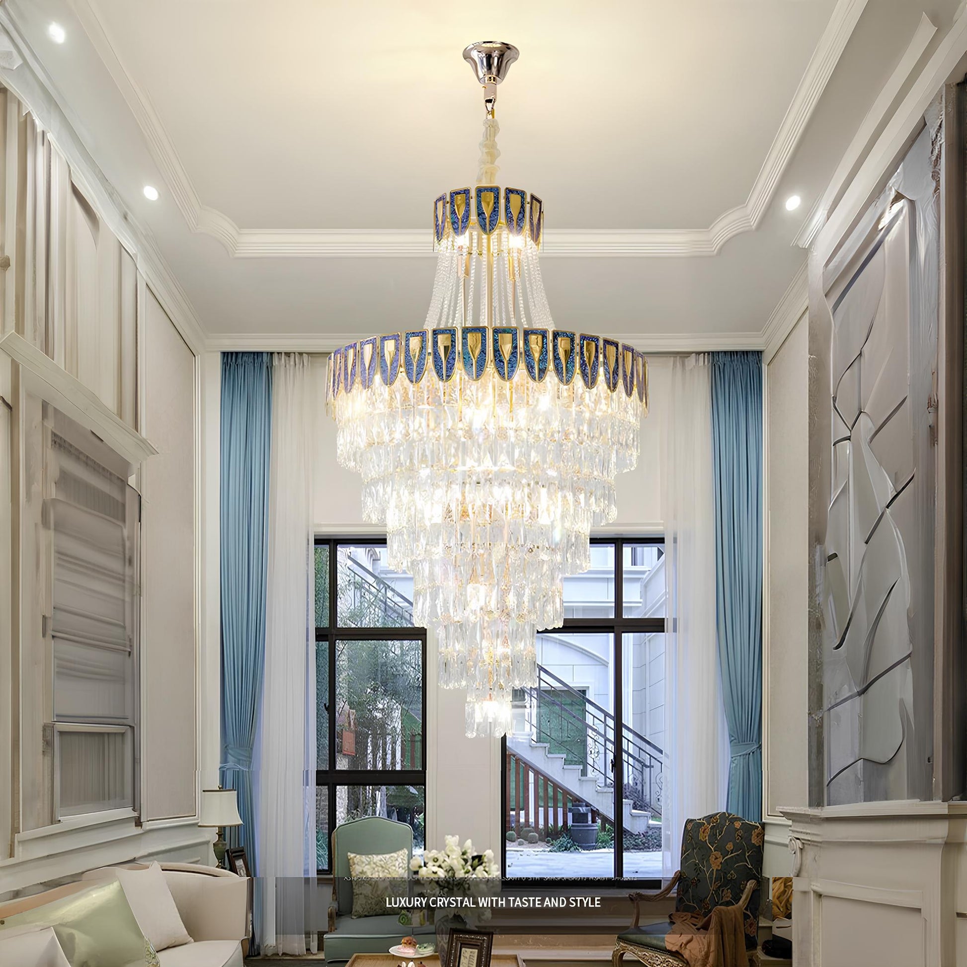 Villa Lobby Staircase Crystal Chandelier - Homevalley.co.uk