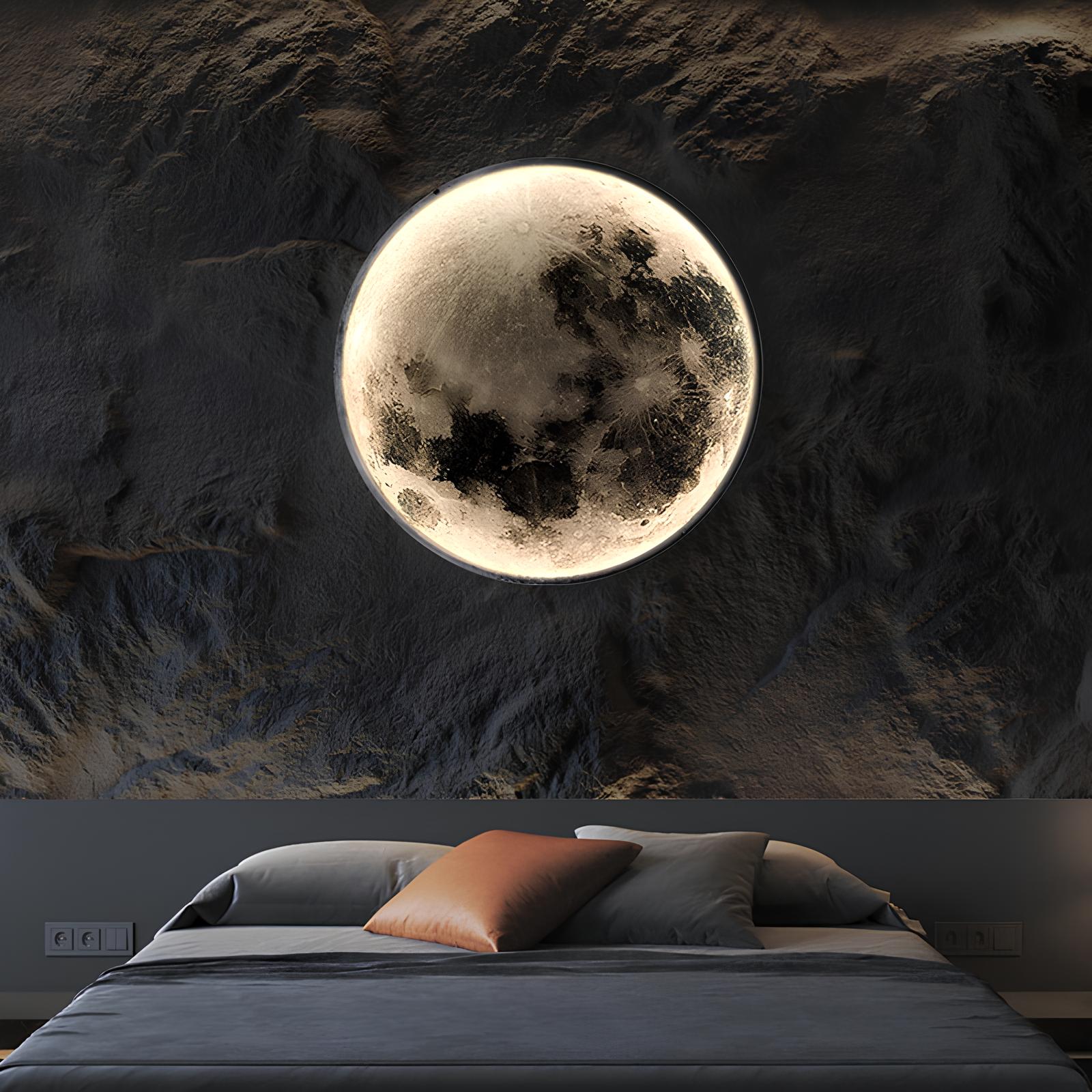 Wall Ceiling Mount LED Round Moon Lamp, Bedroom, Children, Living Room - Homevalley.co.uk