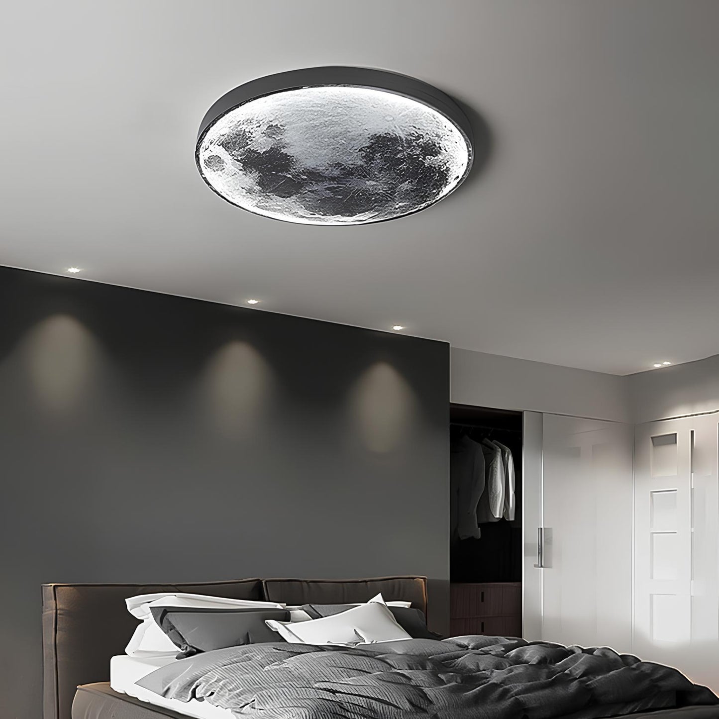 Wall Ceiling Mount LED Round Moon Lamp, Bedroom, Children, Living Room - Homevalley.co.uk