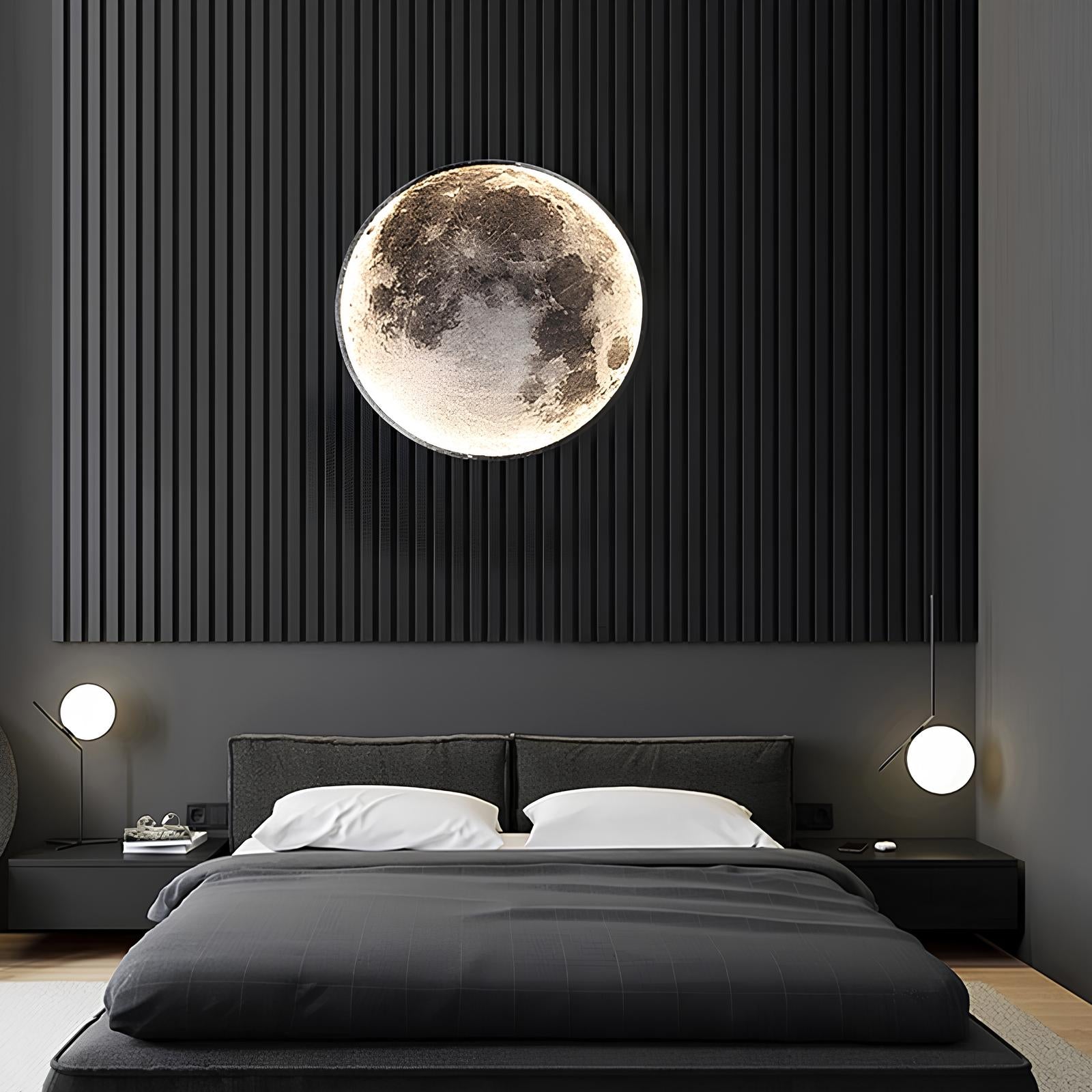 Wall Ceiling Mount LED Round Moon Lamp, Bedroom, Children, Living Room - Homevalley.co.uk