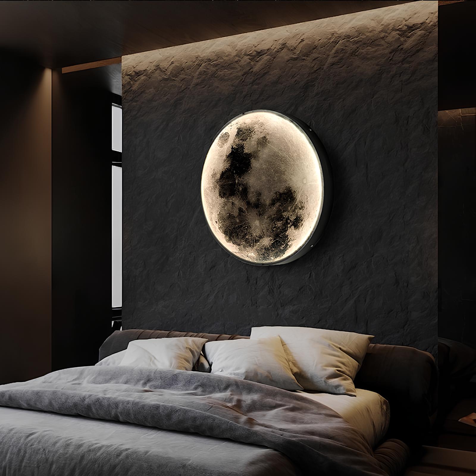 Wall Ceiling Mount LED Round Moon Lamp, Bedroom, Children, Living Room - Homevalley.co.uk