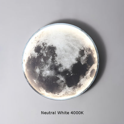 Wall Ceiling Mount LED Round Moon Lamp, Bedroom, Children, Living Room - Homevalley.co.uk