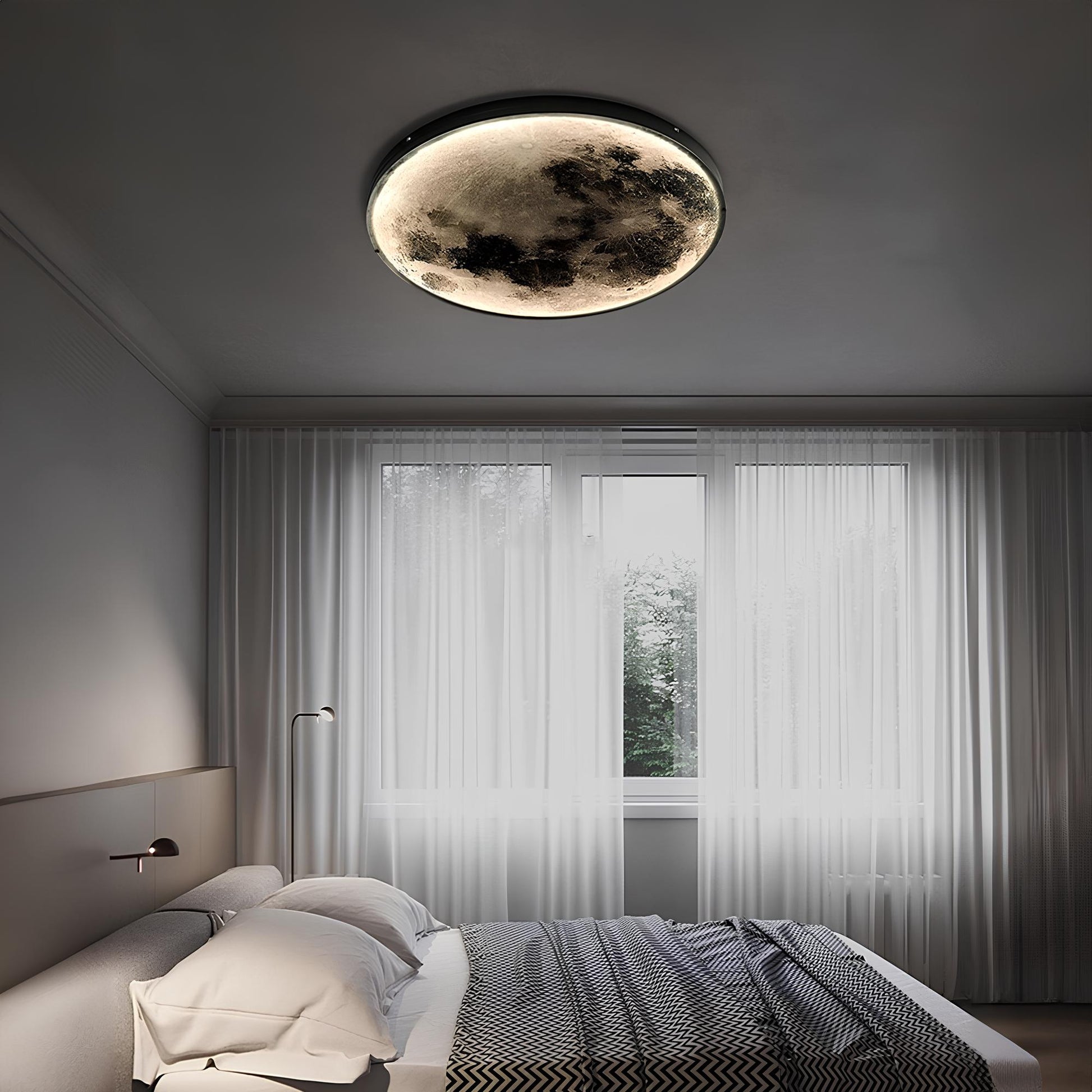 Wall Ceiling Mount LED Round Moon Lamp, Bedroom, Children, Living Room - Homevalley.co.uk