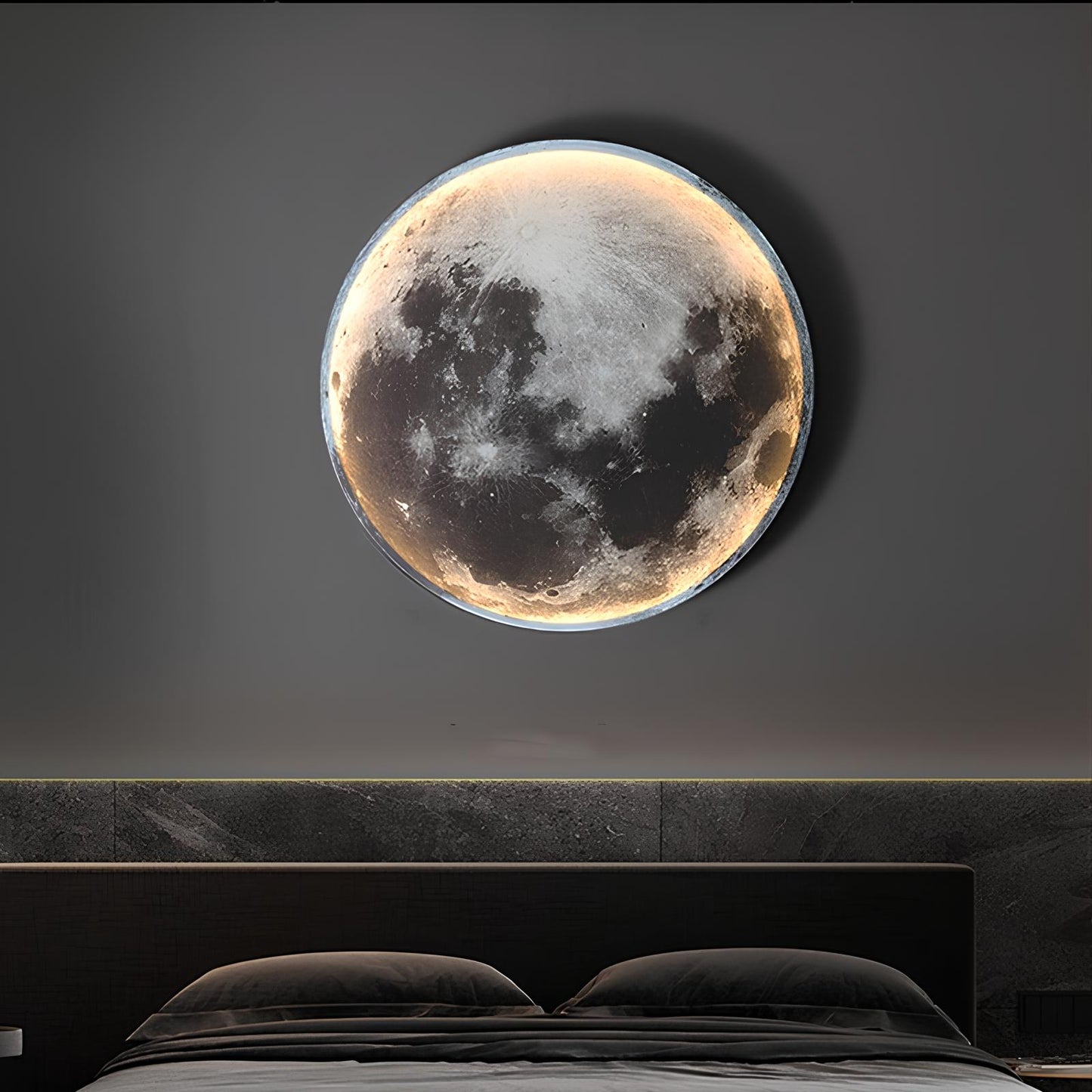 Wall Ceiling Mount LED Round Moon Lamp, Bedroom, Children, Living Room - Homevalley.co.uk