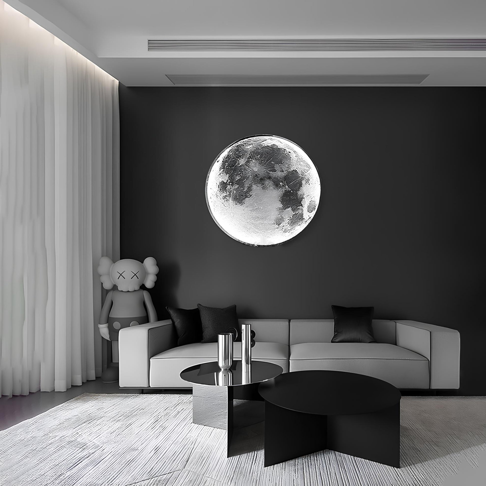 Wall Ceiling Mount LED Round Moon Lamp, Bedroom, Children, Living Room - Homevalley.co.uk