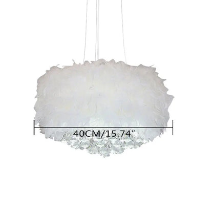 White Crystal and Feather Chandelier - Homevalley.co.uk