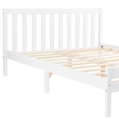 White Grey Solid Wood Double Bed Frame - Homevalley.co.uk