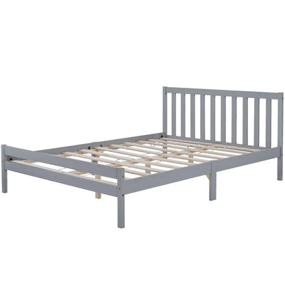 White Grey Solid Wood Double Bed Frame - Homevalley.co.uk