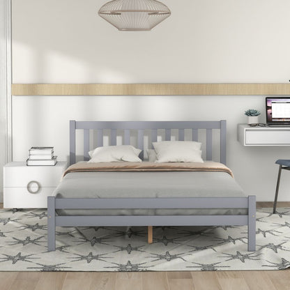 White Grey Solid Wood Double Bed Frame - Homevalley.co.uk