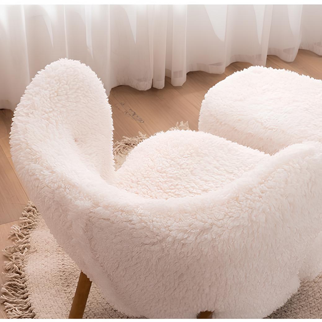 White Nordic Faux Lambswool Chair and footstool, Fast Delivery (Uk Customers Only) - Homevalley.co.uk