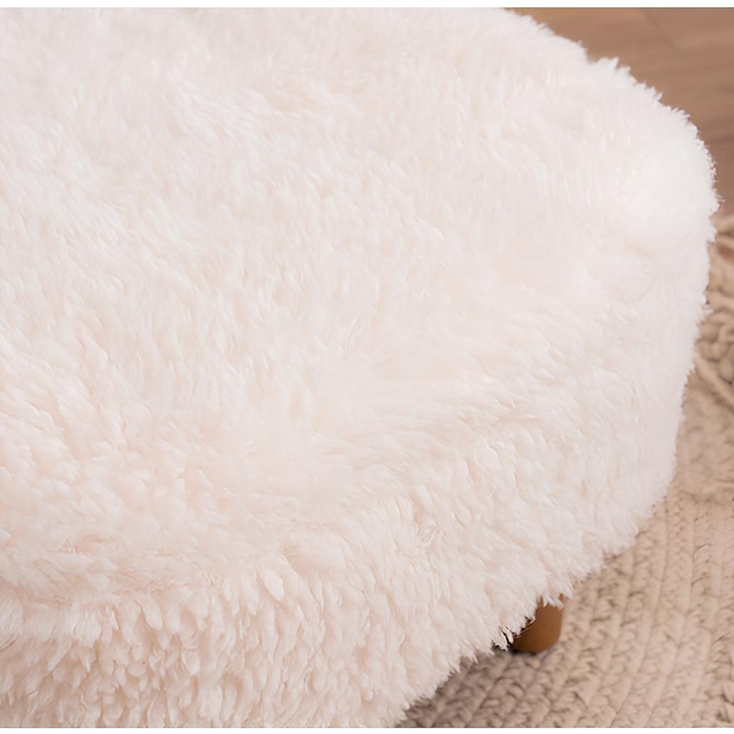 White Nordic Faux Lambswool Chair and footstool, Fast Delivery (Uk Customers Only) - Homevalley.co.uk